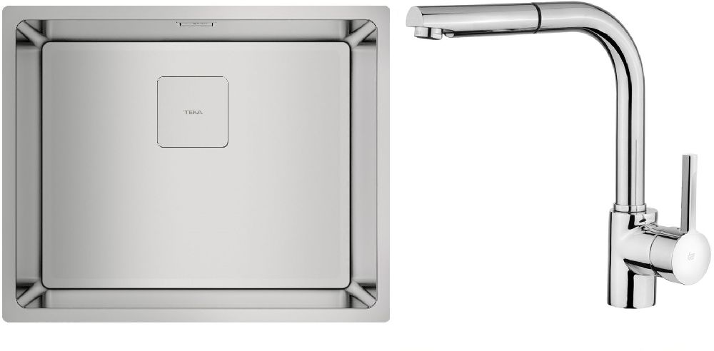 Set évier en acier inoxydable Teka Flexlinea 115000012, mitigeur de cuisine Teka ARK 239381200