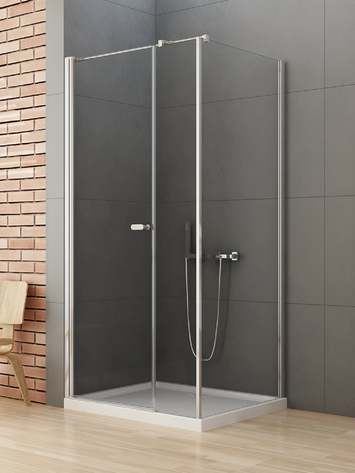 New Trendy New Soleo cabine de douche 110x100 cm rectangulaire chrome brillant/verre transparent K-0633
