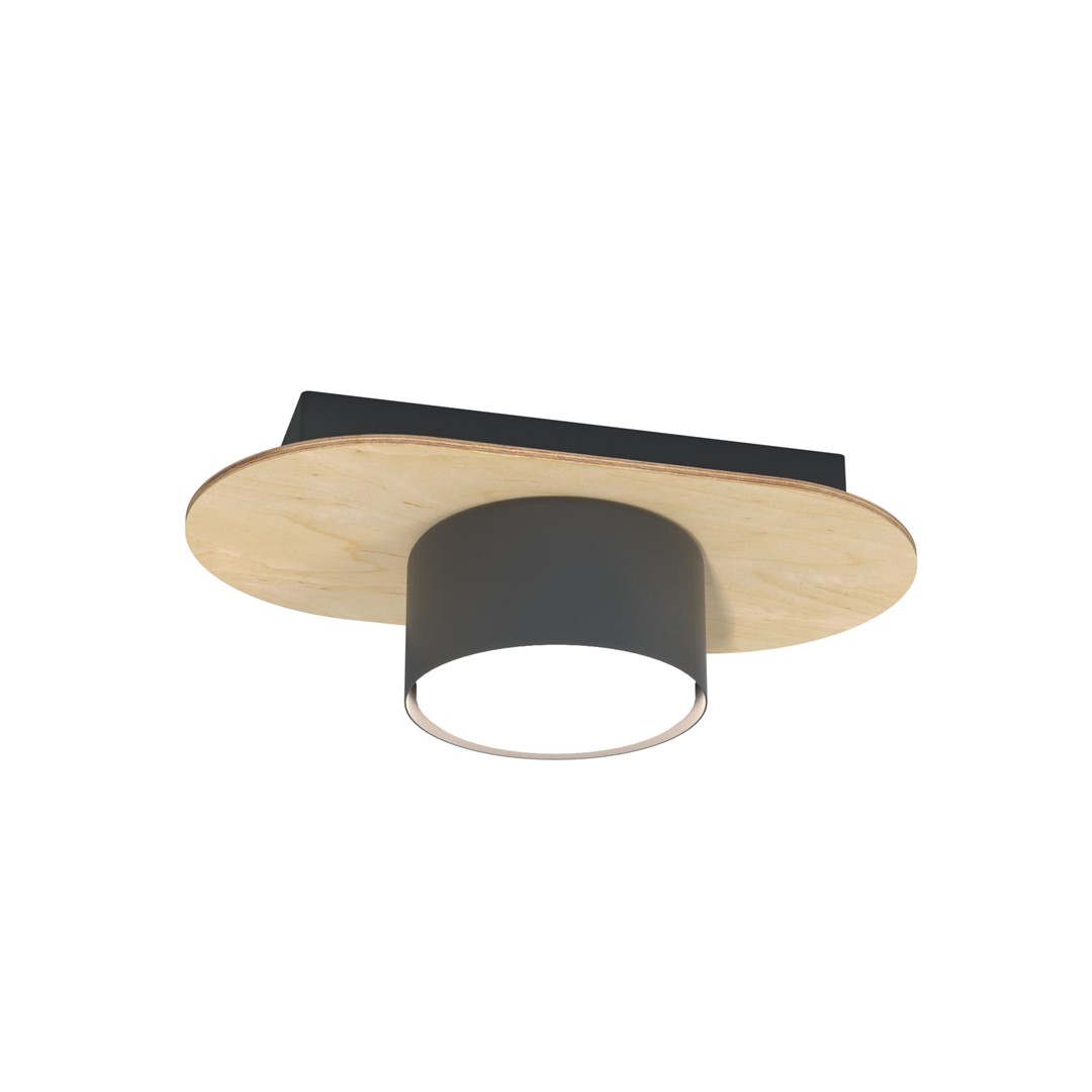 Emibig Diaz plafonnier 1x12 W noir-bois 1438/1