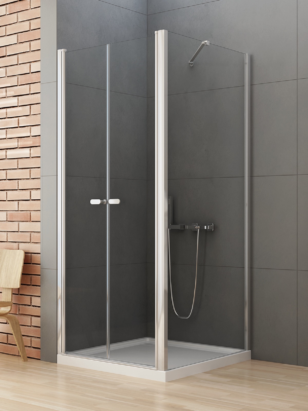 New Trendy New Soleo cabine de douche 100x90 cm rectangulaire chrome brillant/verre transparent D-0146A/D-0092B