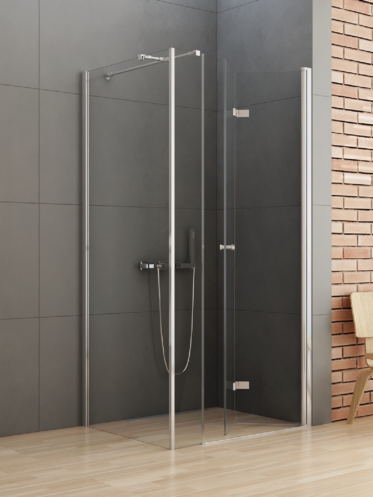 New Trendy New Soleo cabine de douche 100x90 cm rectangulaire chrome brillant/verre transparent K-0379