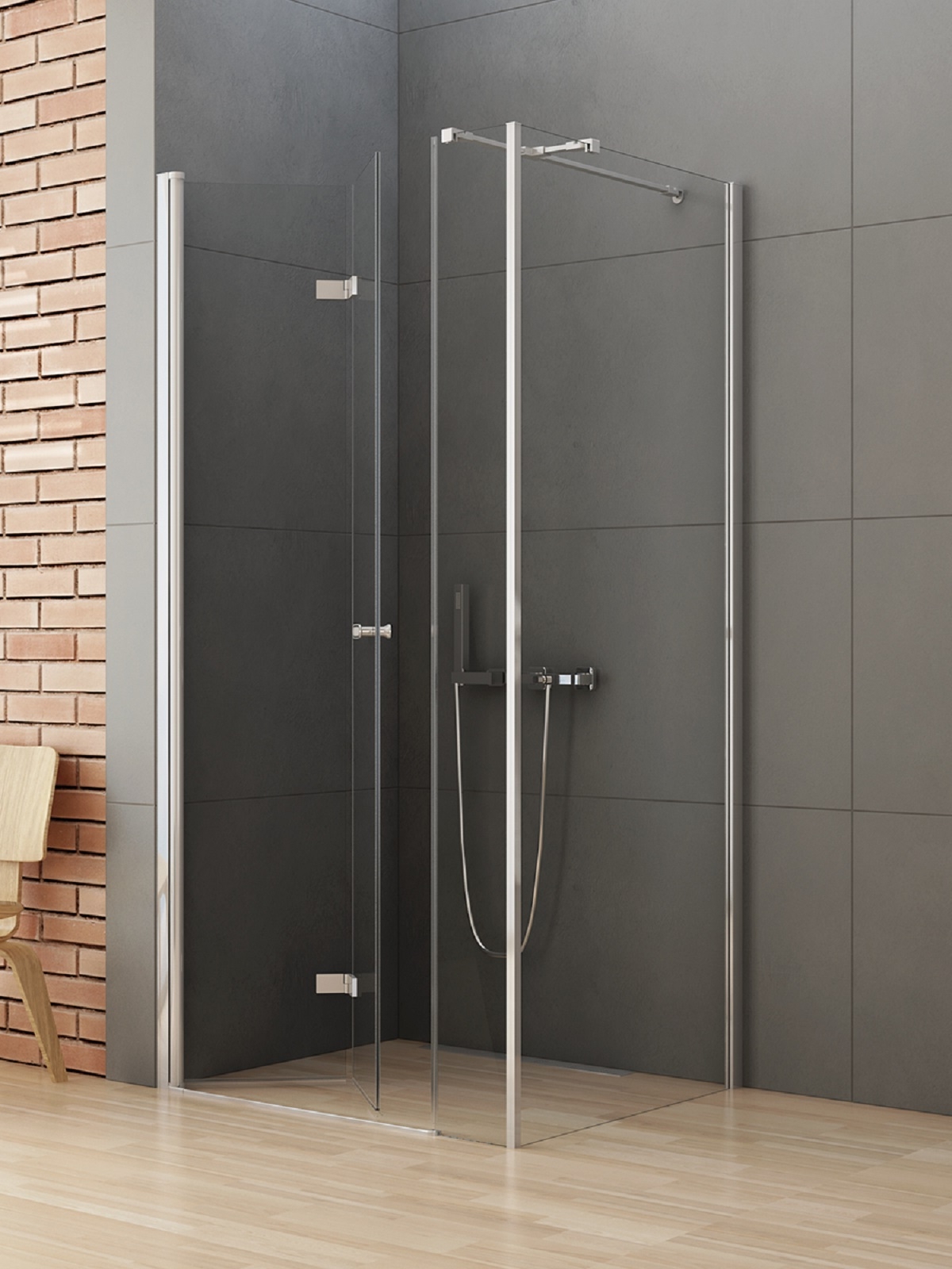 New Trendy New Soleo cabine de douche 120x110 cm rectangulaire chrome brillant/verre transparent K-0629