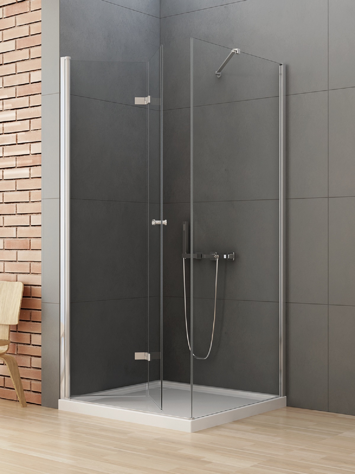 New Trendy New Soleo cabine de douche 100x100 cm carrée chrome brillant/verre transparent D-0150A/D-0089B