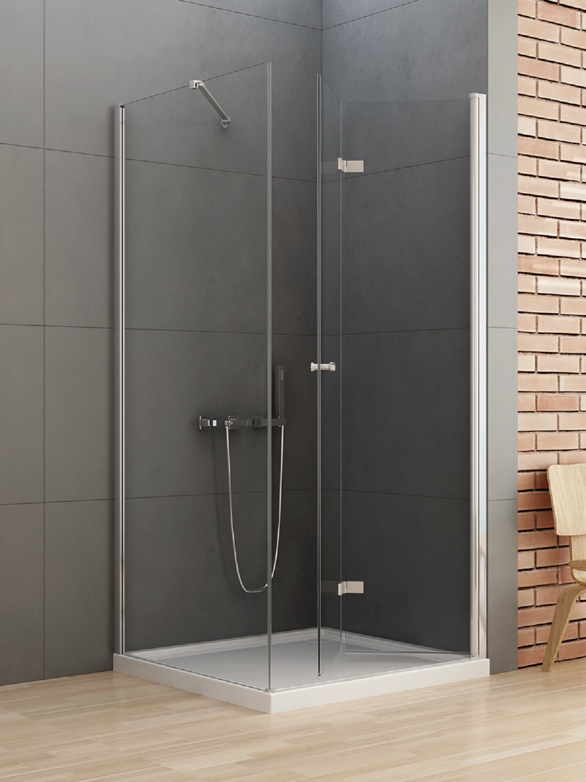 New Trendy New Soleo cabine de douche 80x70 cm rectangulaire chrome brillant/verre transparent D-0151A/D-0087B