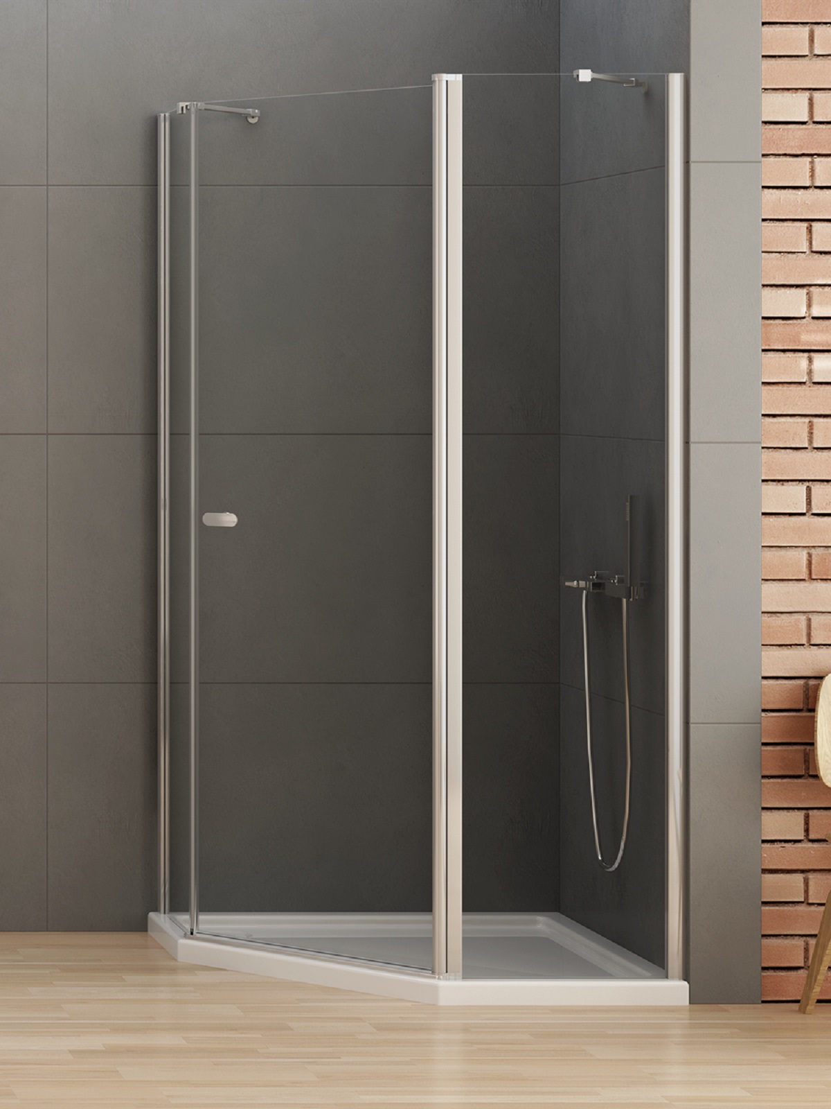 New Trendy New Soleo cabine de douche 100x80 cm chrome brillant/verre transparent K-0739