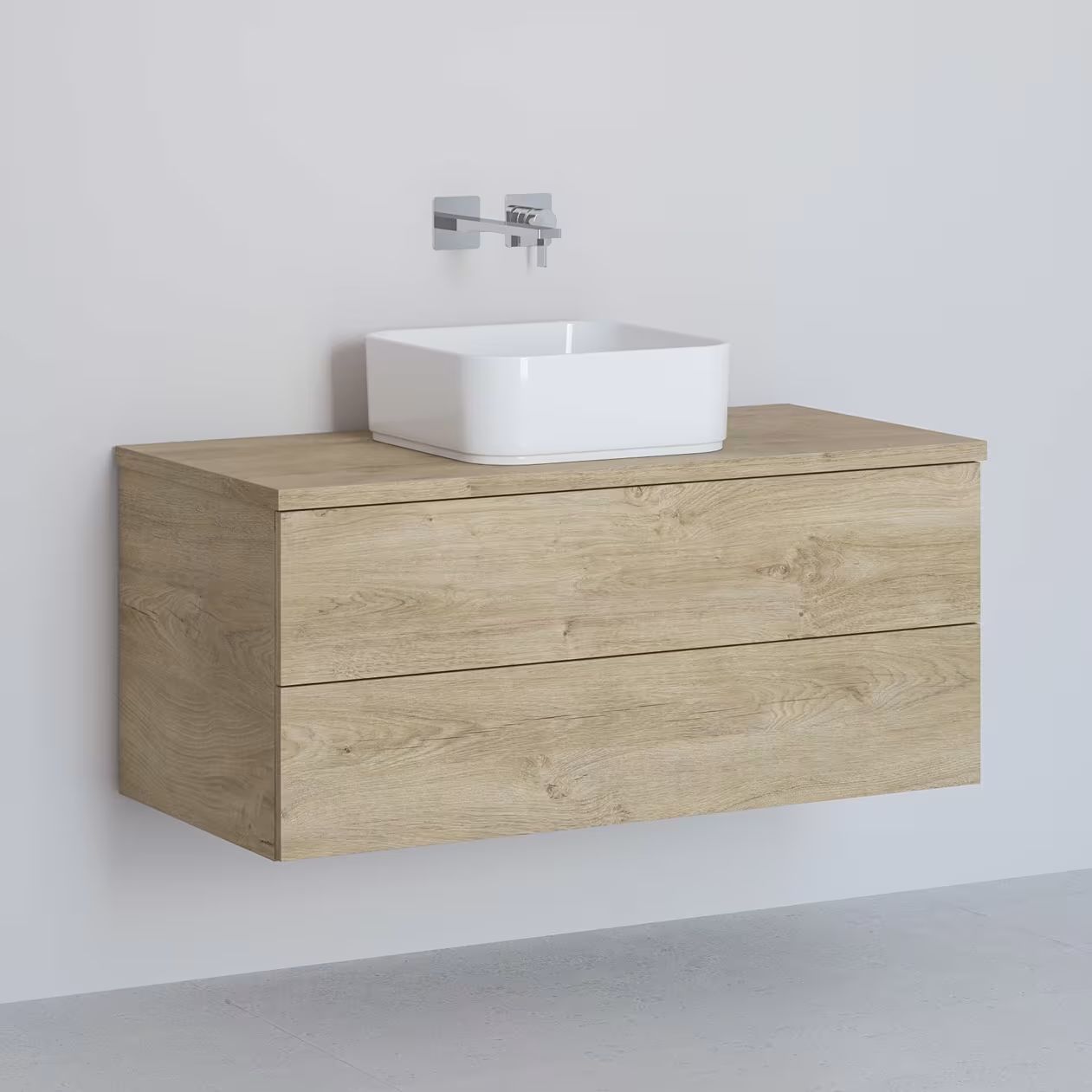 Kronenbach Cube meuble avec plan de travail 101x48.7x44.5 cm sous-lavabo suspendu chêne KBWTKOWTL1012GH
