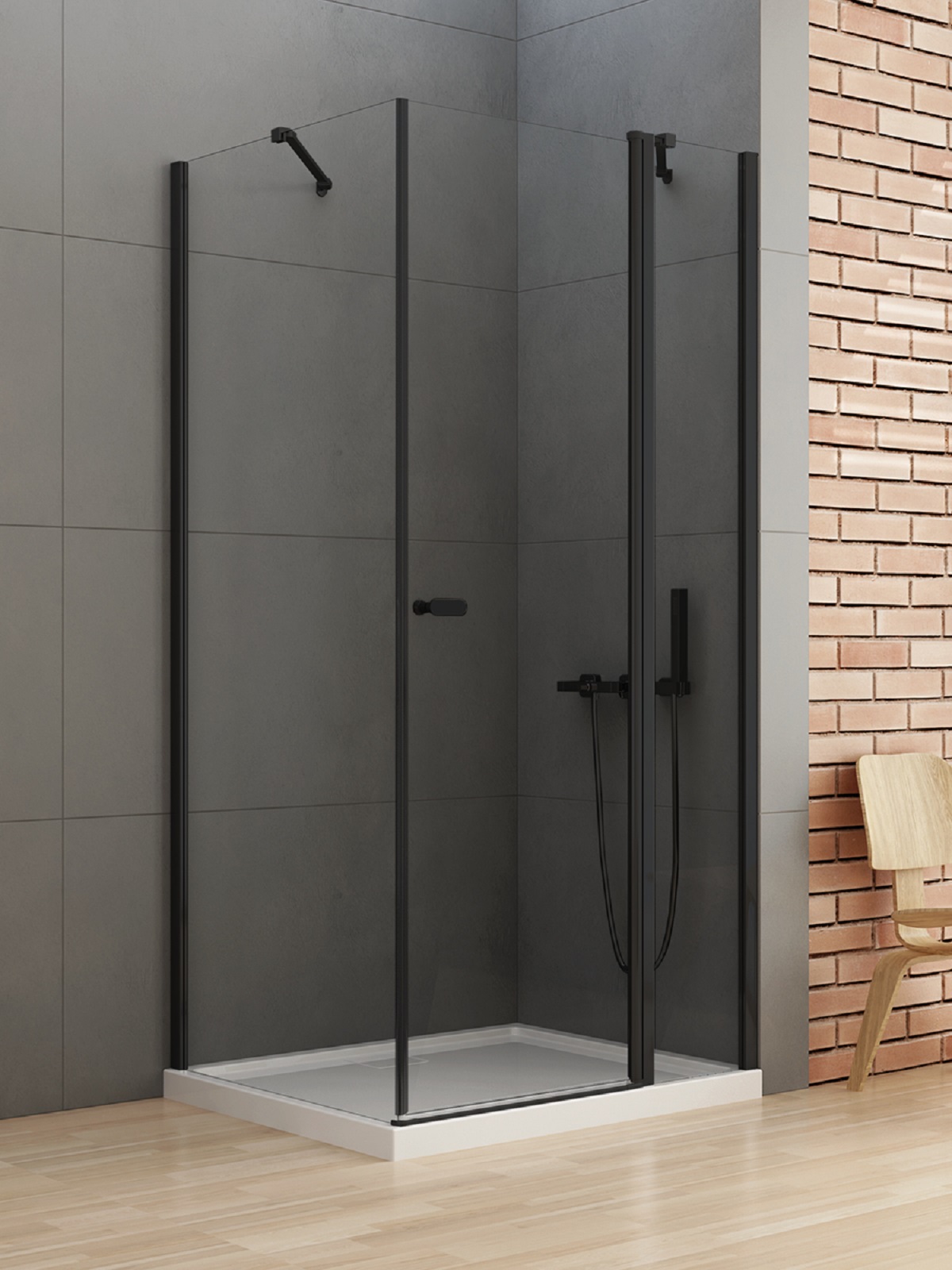 New Trendy New Soleo Black cabine de douche 100x80 cm rectangulaire noir mat/verre transparent K-0544