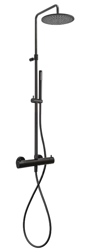 Kronenbach Lima 2.0 Black ensemble de douche mural avec thermostat oui noir 100.2822SM