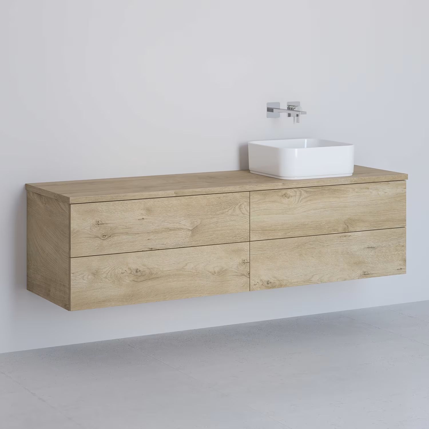 Kronenbach Cube meuble avec plan de travail 161x48.7x44.5 cm sous-lavabo suspendu chêne KBWTKOWTL1614GH