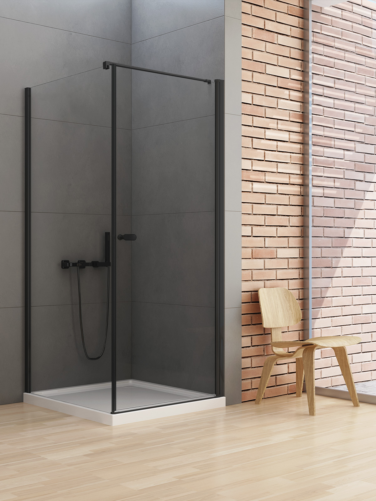 New Trendy New Soleo Black cabine de douche 100x90 cm rectangulaire noir mat/verre transparent D-0232A/D-0115B-WP
