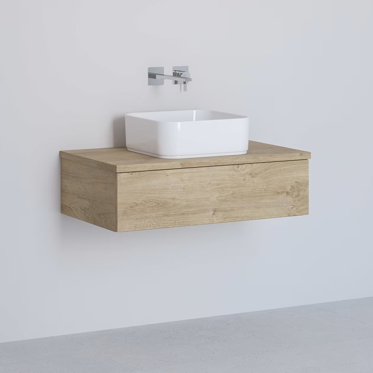 Kronenbach Cube meuble avec plan de travail 81x48.7x23.5 cm sous-lavabo suspendu chêne KBWTKOWTL811GH