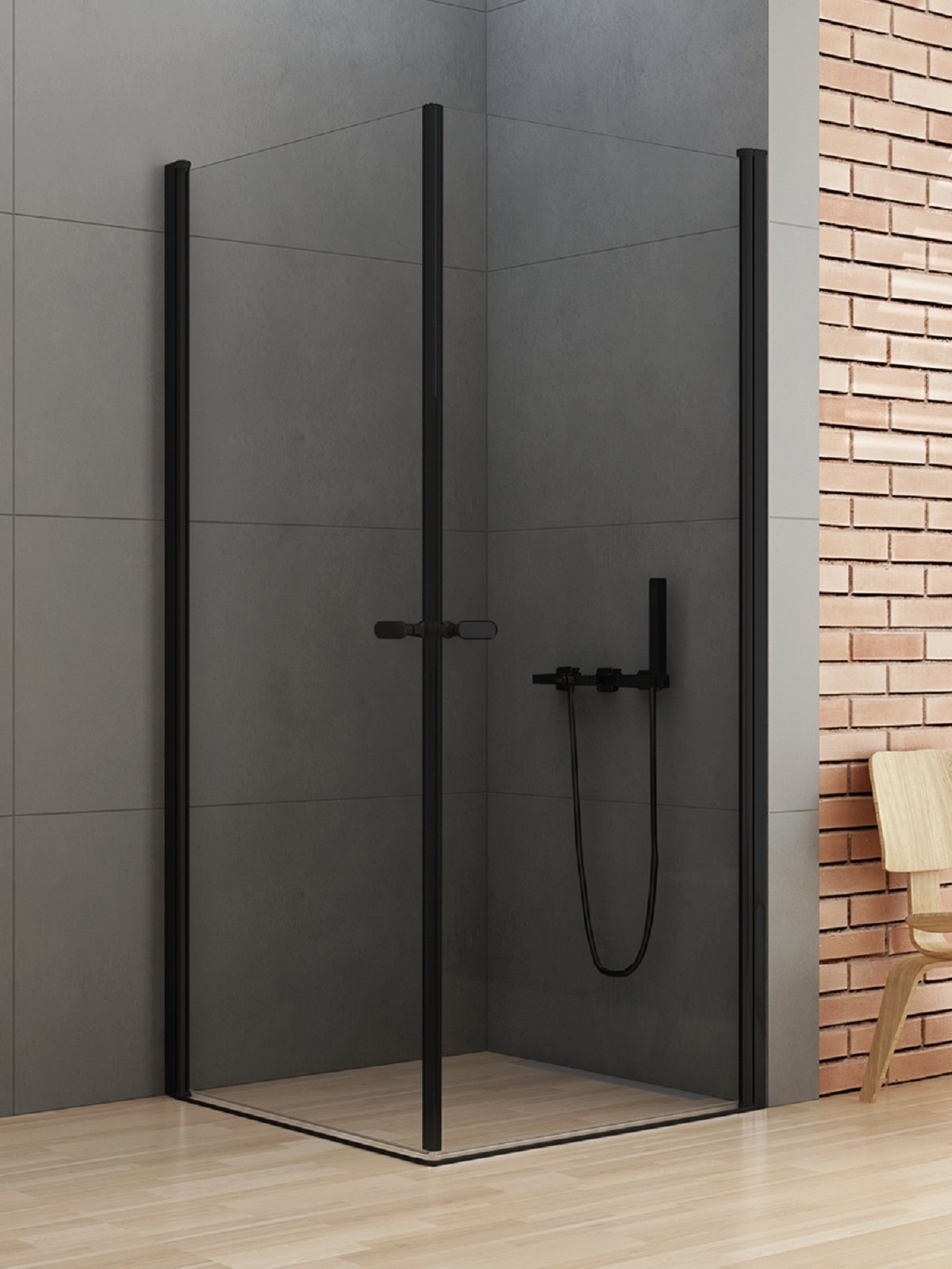 New Trendy New Soleo Black cabine de douche 70x70 cm carrée noir mat/verre transparent D-0229A/D-0229A