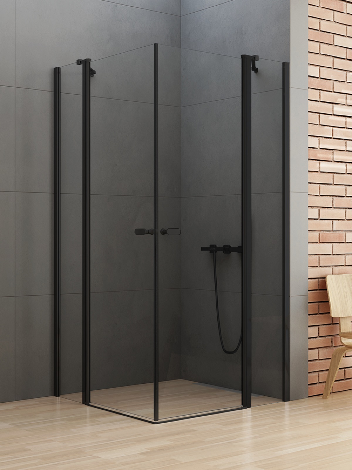 New Trendy New Soleo Black cabine de douche 110x100 cm rectangulaire noir mat/verre transparent K-0762
