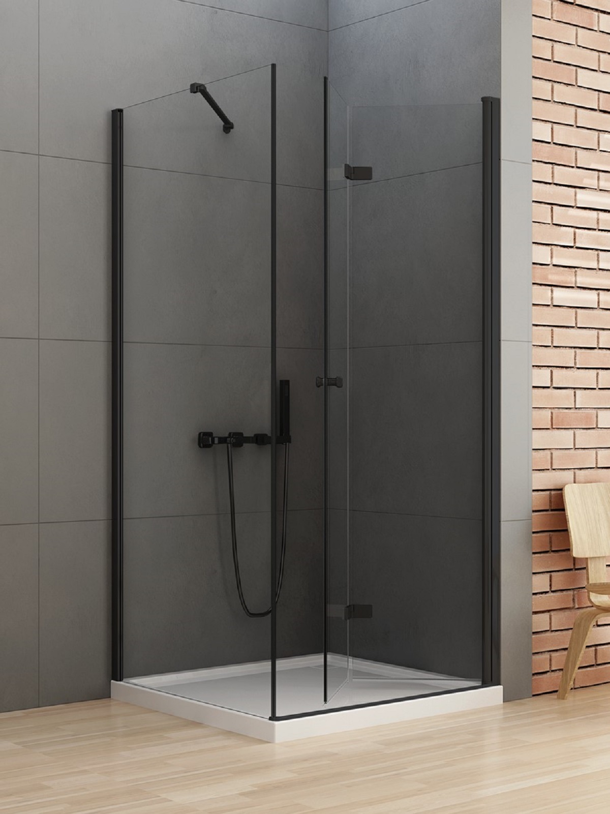 New Trendy New Soleo Black cabine de douche 100x80 cm rectangulaire noir mat/verre transparent D-0238A/D-0116B