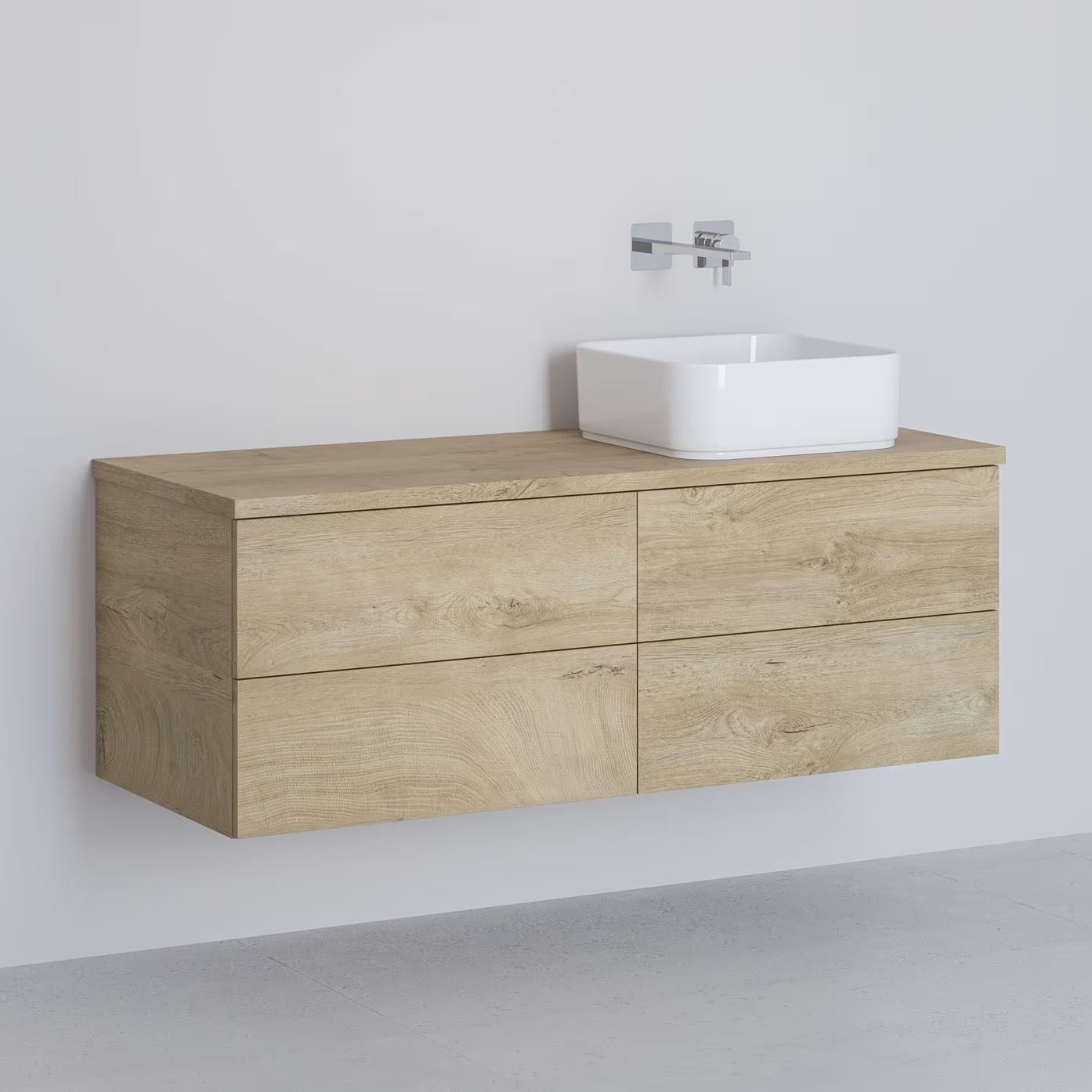 Kronenbach Cube meuble avec plan de travail 121x48.7x44.5 cm sous-lavabo suspendu chêne KBWTKOWTL1214GH