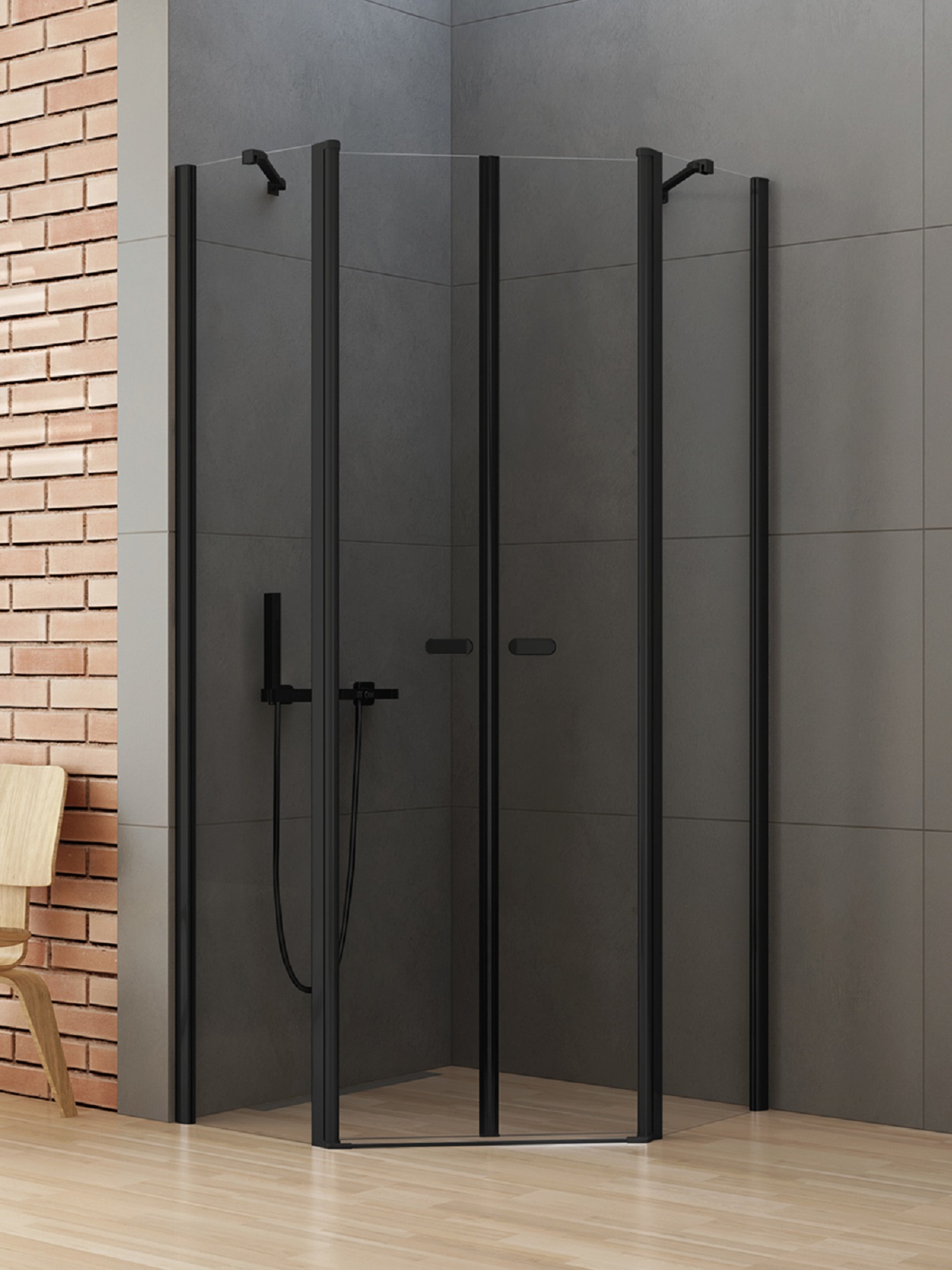 New Trendy New Soleo Black cabine de douche 80x80 cm noir mat/verre transparent K-0616