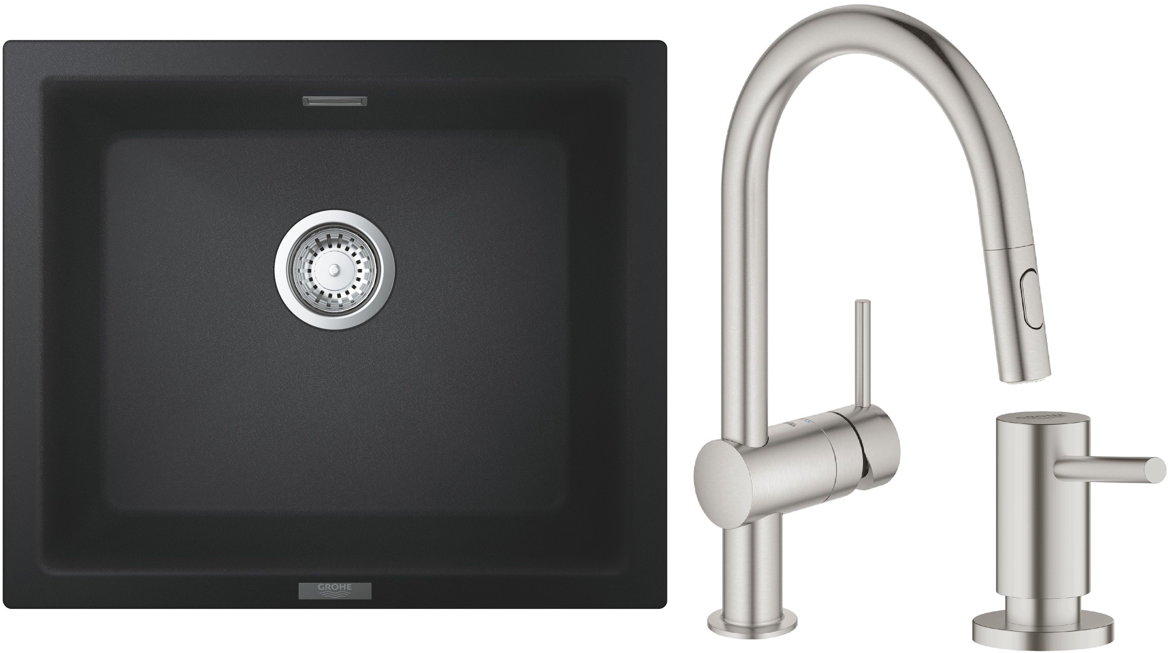 Set évier en granit Grohe K700 31654AP0, mitigeur de cuisine Grohe Minta 32321DC2, 40535DC0