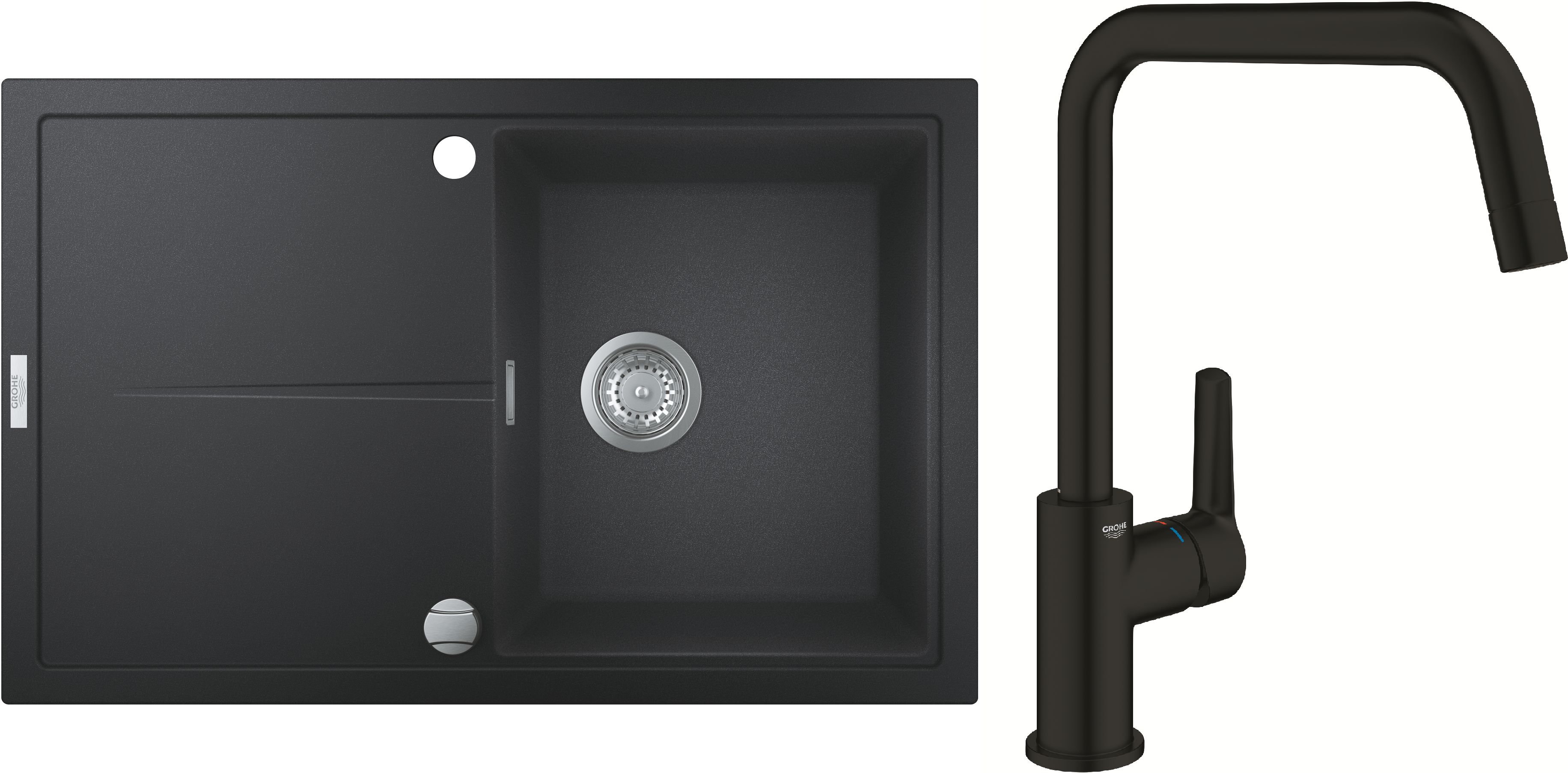 Set évier en granit Grohe K400 31639AP0, mitigeur de cuisine Grohe Start 304702430
