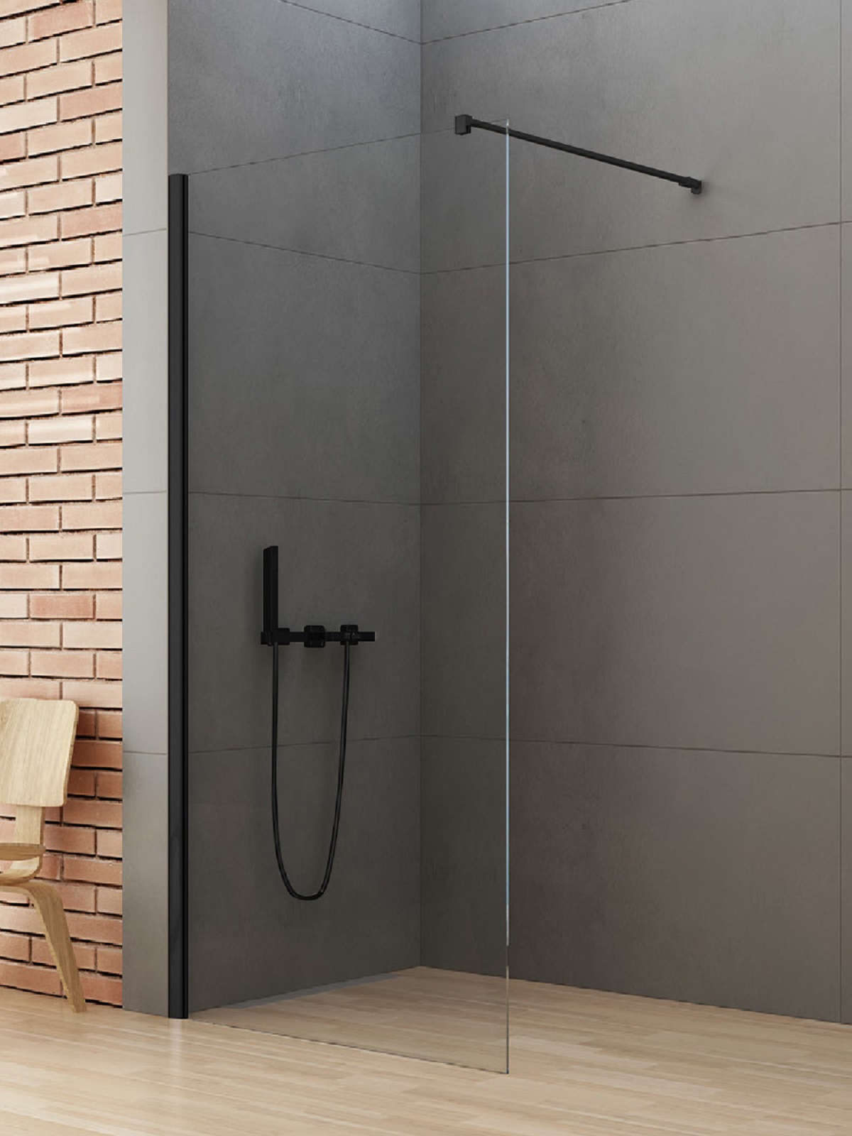 New Trendy New Soleo Black paroi de douche walk-in 90 cm noir mat/verre transparent K-0769-WP
