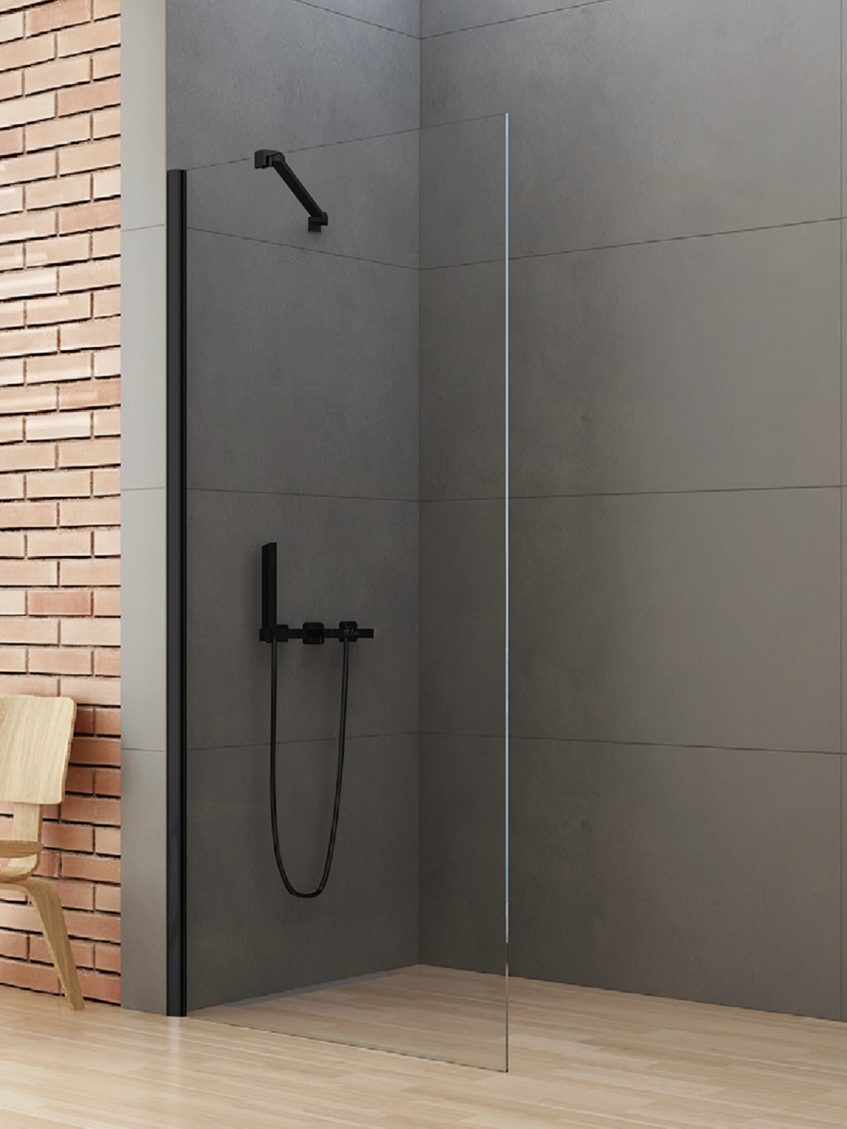 New Trendy New Soleo Black paroi de douche walk-in 90 cm noir mat/verre transparent K-0769