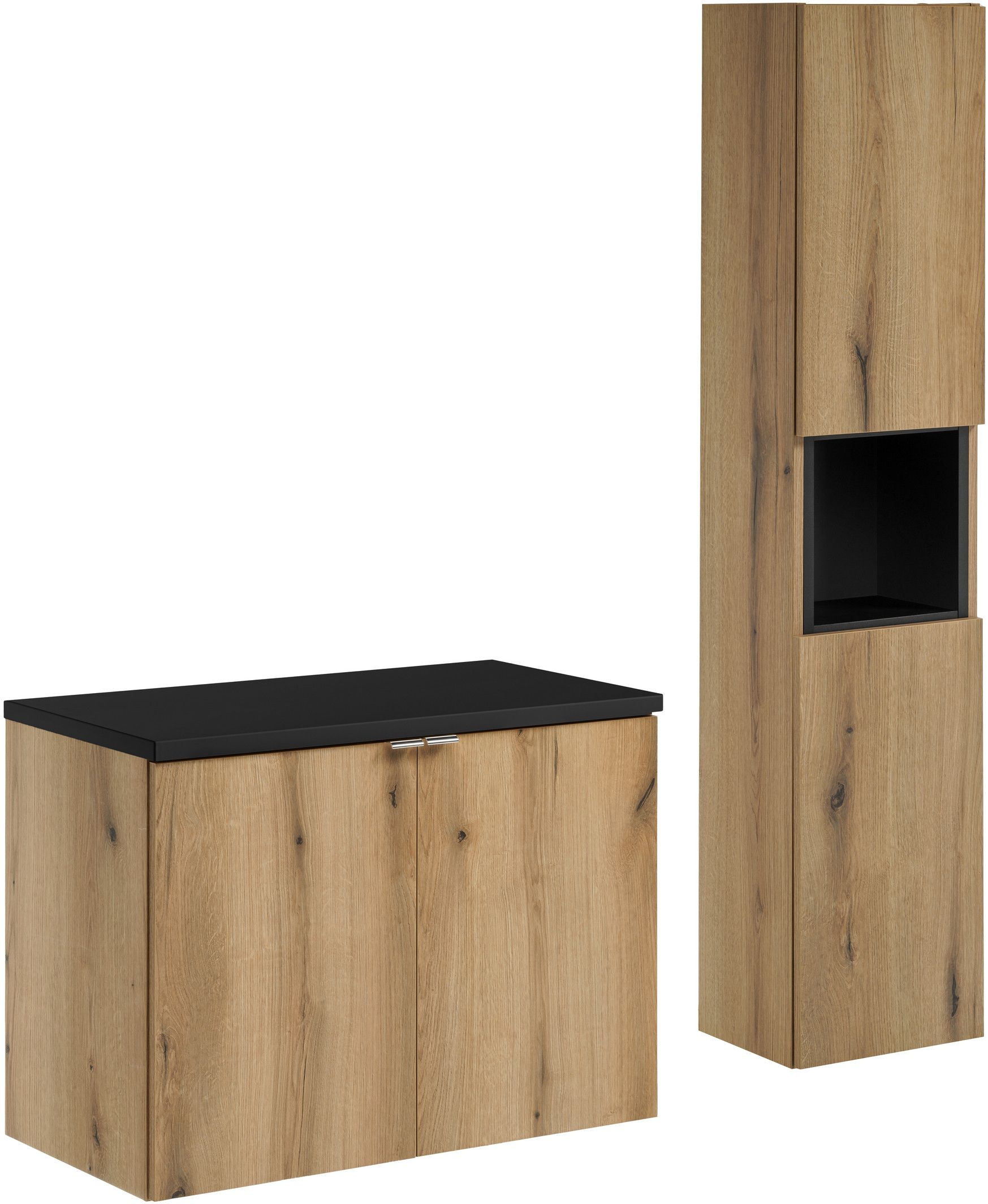 Set armoire Comad Nova Oak NOVA OAK A 82-80-2D, armoire Comad Nova Oak NOVA OAK A 80-03-2D(W80-01A), NOVA BLACK B 89-80, NOVA BLACK A 83-27-Q(W83-04D)