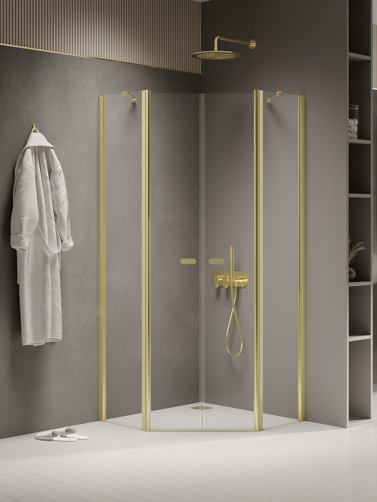 New Trendy New Soleo Light Gold cabine de douche 80x80 cm doré brillant/verre transparent K-1667