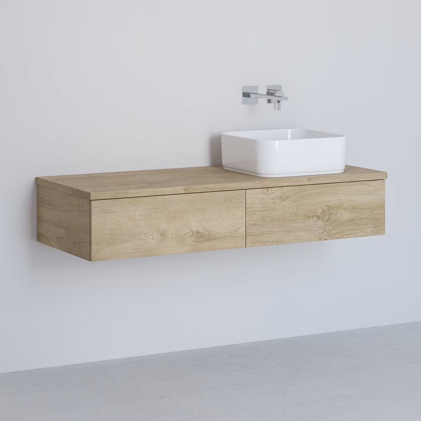 Kronenbach Cube meuble avec plan de travail 121x48.7x23.5 cm sous-lavabo suspendu chêne KBWTKOWTL1212GH