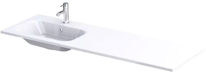 Oristo Are lavabo 141x46 cm rectangulaire de meuble blanc brillant UME-AR-140-92-L