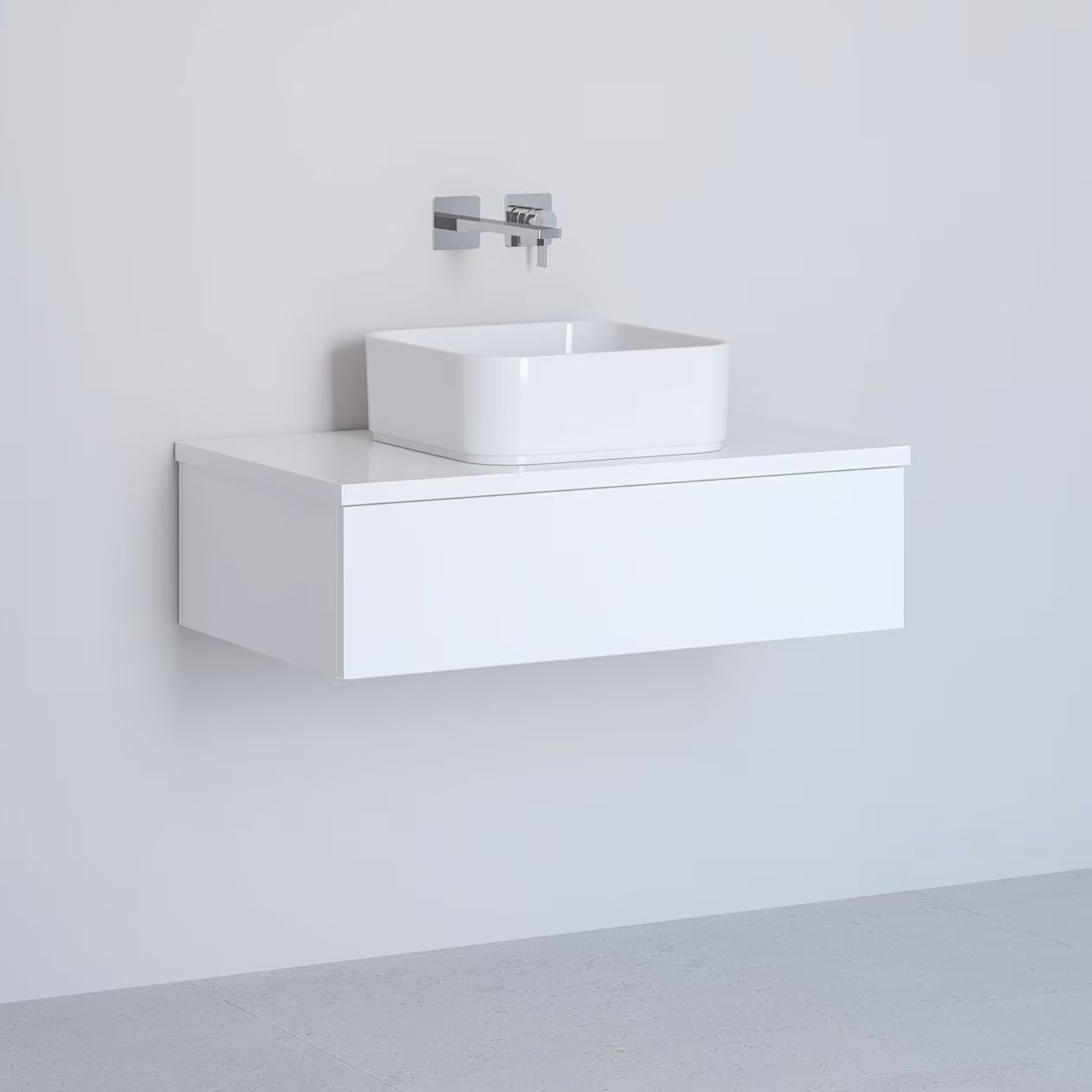 Kronenbach Cube meuble avec plan de travail 81x48.7x23.5 cm sous-lavabo suspendu blanc KBWTKOWTL811WH