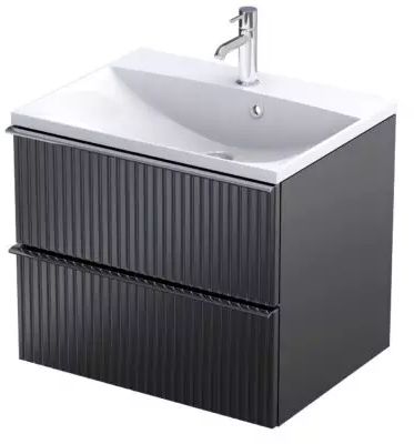 Oristo Etna armoire 59.6x45.5x50 cm sous-lavabo suspendu noir OR52-SD2S-60-8R