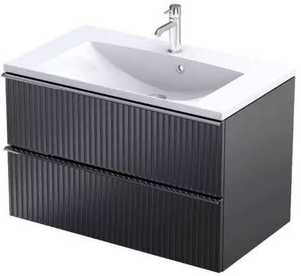 Oristo Etna armoire 79.6x45.5x50 cm sous-lavabo suspendu noir OR52-SD2S-80-8R