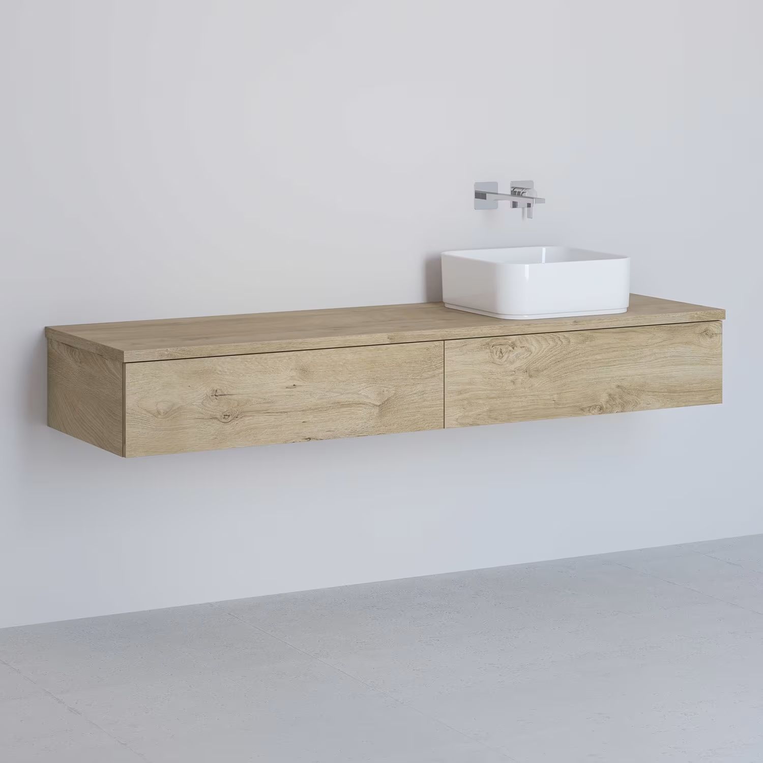 Kronenbach Cube meuble avec plan de travail 161x48.7x23.5 cm sous-lavabo suspendu chêne KBWTKOWTL1612GH