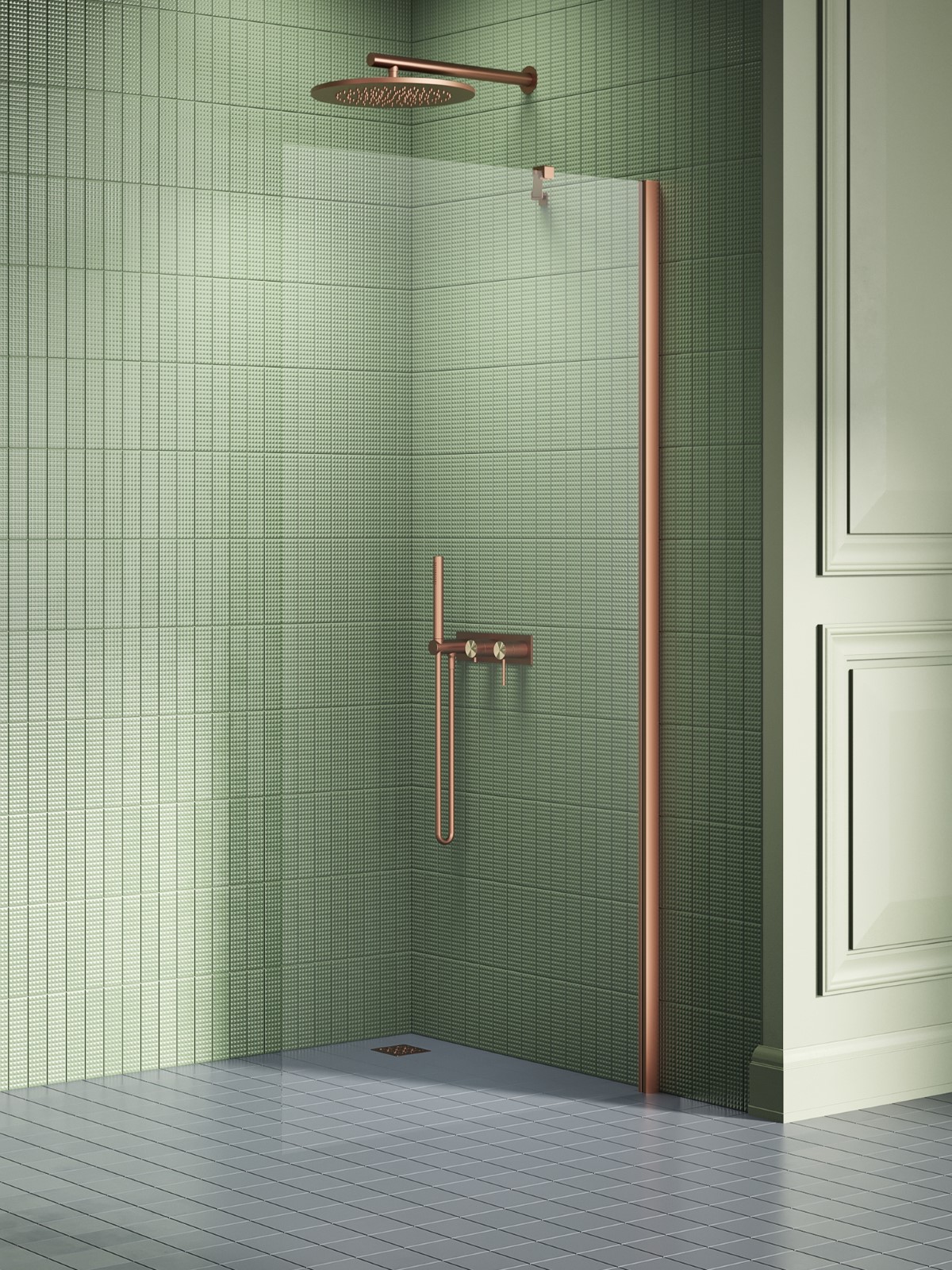 New Trendy New Soleo Copper Brushed paroi de douche walk-in 60 cm cuivre brossé/verre transparent K-2100