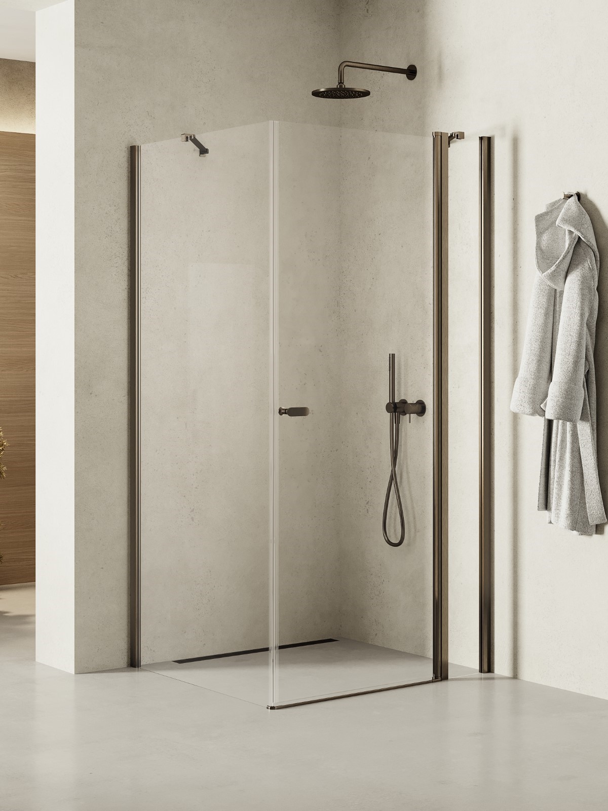 New Trendy New Soleo Gunmetal Brushed cabine de douche 100x90 cm rectangulaire graphite brossé/verre transparent K-2157
