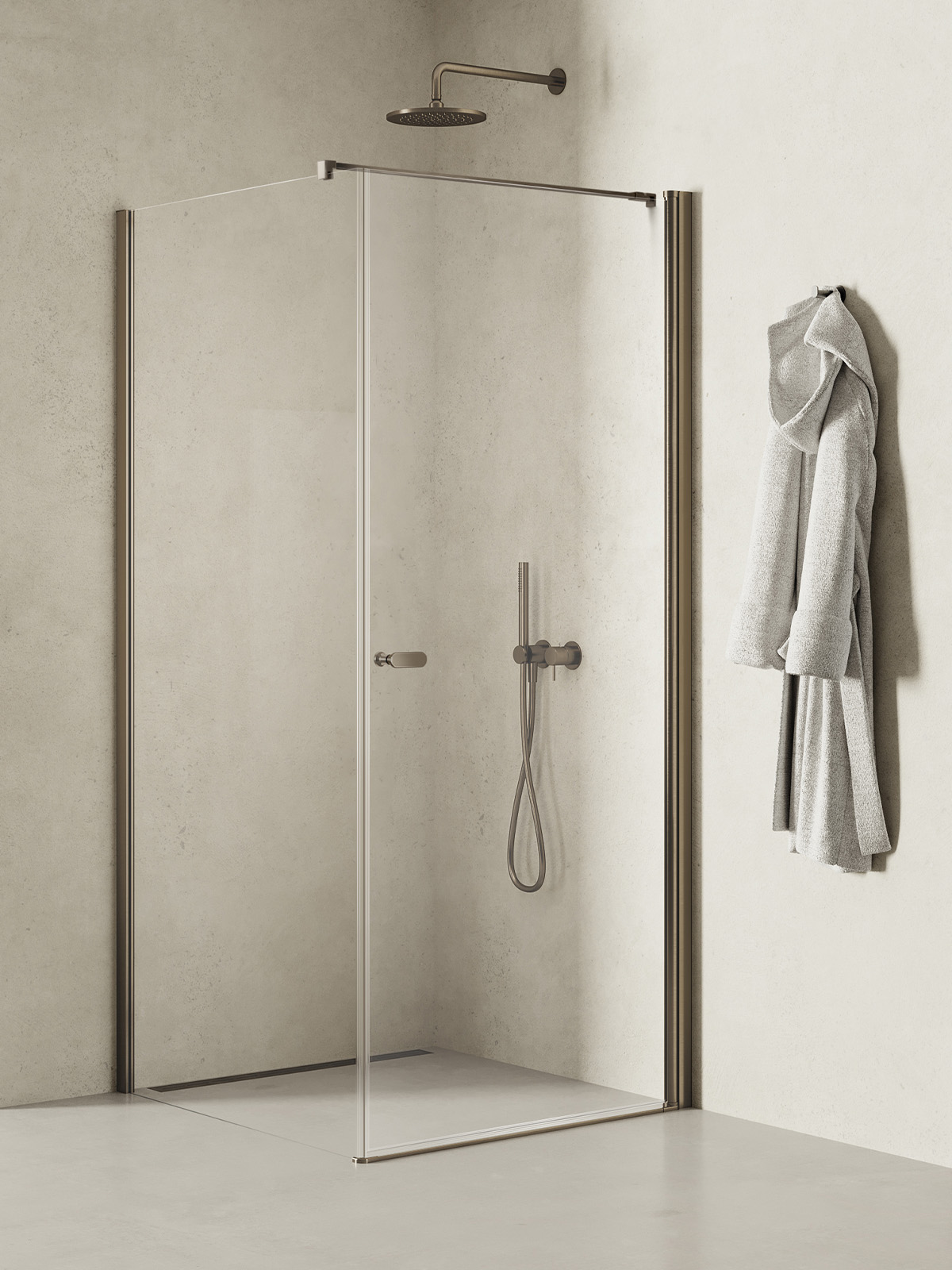 New Trendy New Soleo Gunmetal Brushed cabine de douche 90x80 cm rectangulaire graphite brossé/verre transparent K-2138-WP