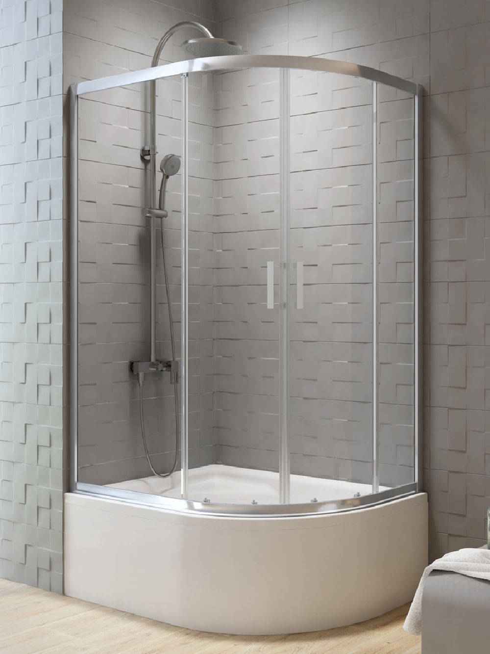 New Trendy Varia cabine de douche 120x85 cm chrome brillant/verre transparent K-0508