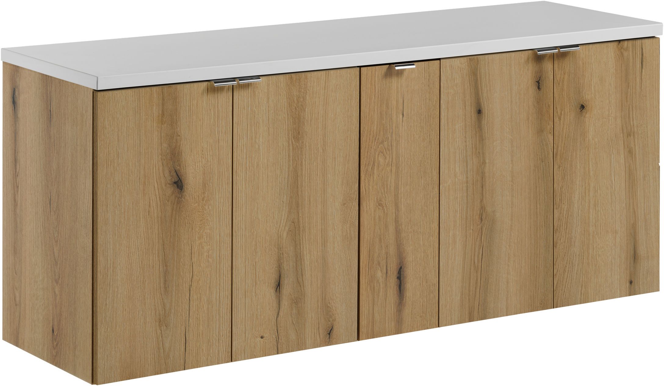 Zestaw Comad Nova Oak/White szafki 60 cm, 60 cm i 20 cm wiszące dąb z blatem meblowym 140 białym SET-NOA B WHITE 140CM D