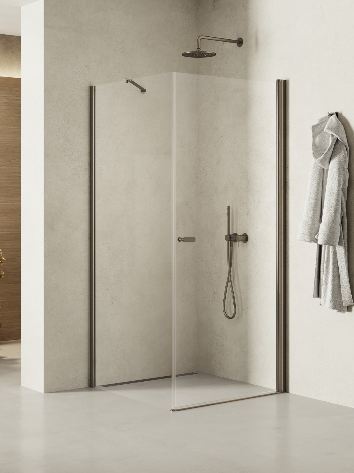 New Trendy New Soleo Gunmetal Brushed cabine de douche 100x80 cm rectangulaire graphite brossé/verre transparent K-2134
