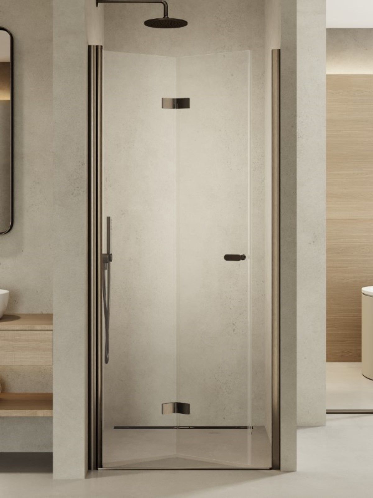 New Trendy New Soleo Gunmetal Brushed porte de douche 120 cm pliable graphite brossé/verre transparent D-0546A