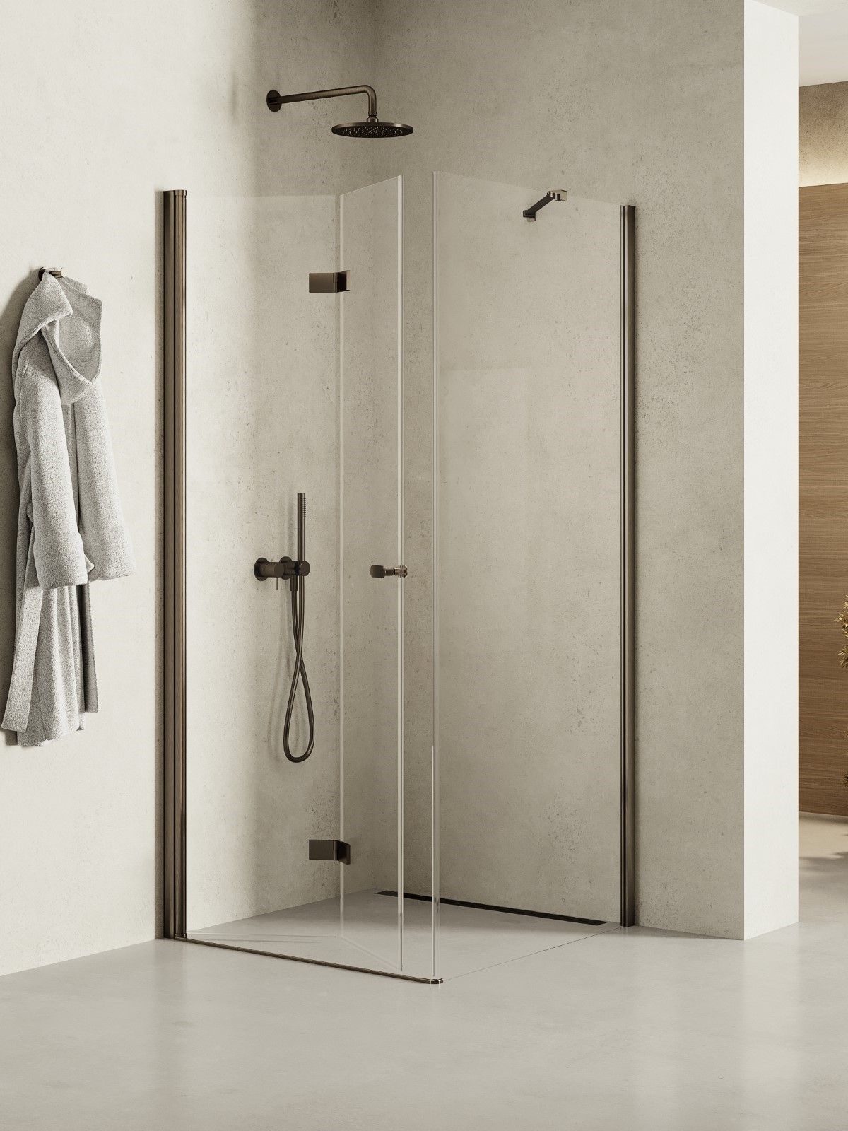 New Trendy New Soleo Gunmetal Brushed cabine de douche 80x80 cm carrée graphite brossé/verre transparent K-2200