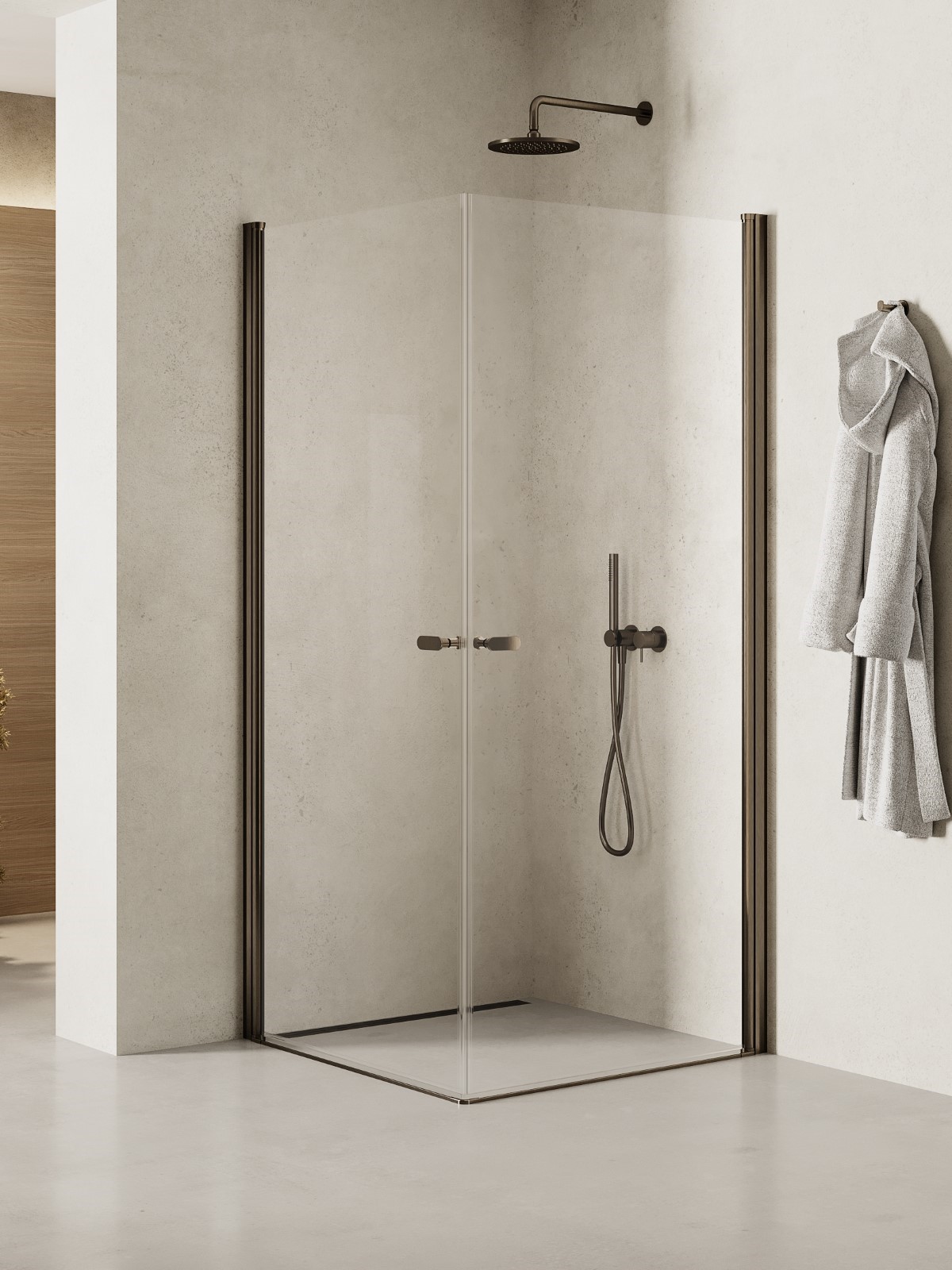 New Trendy New Soleo Gunmetal Brushed cabine de douche 100x90 cm rectangulaire graphite brossé/verre transparent K-2181