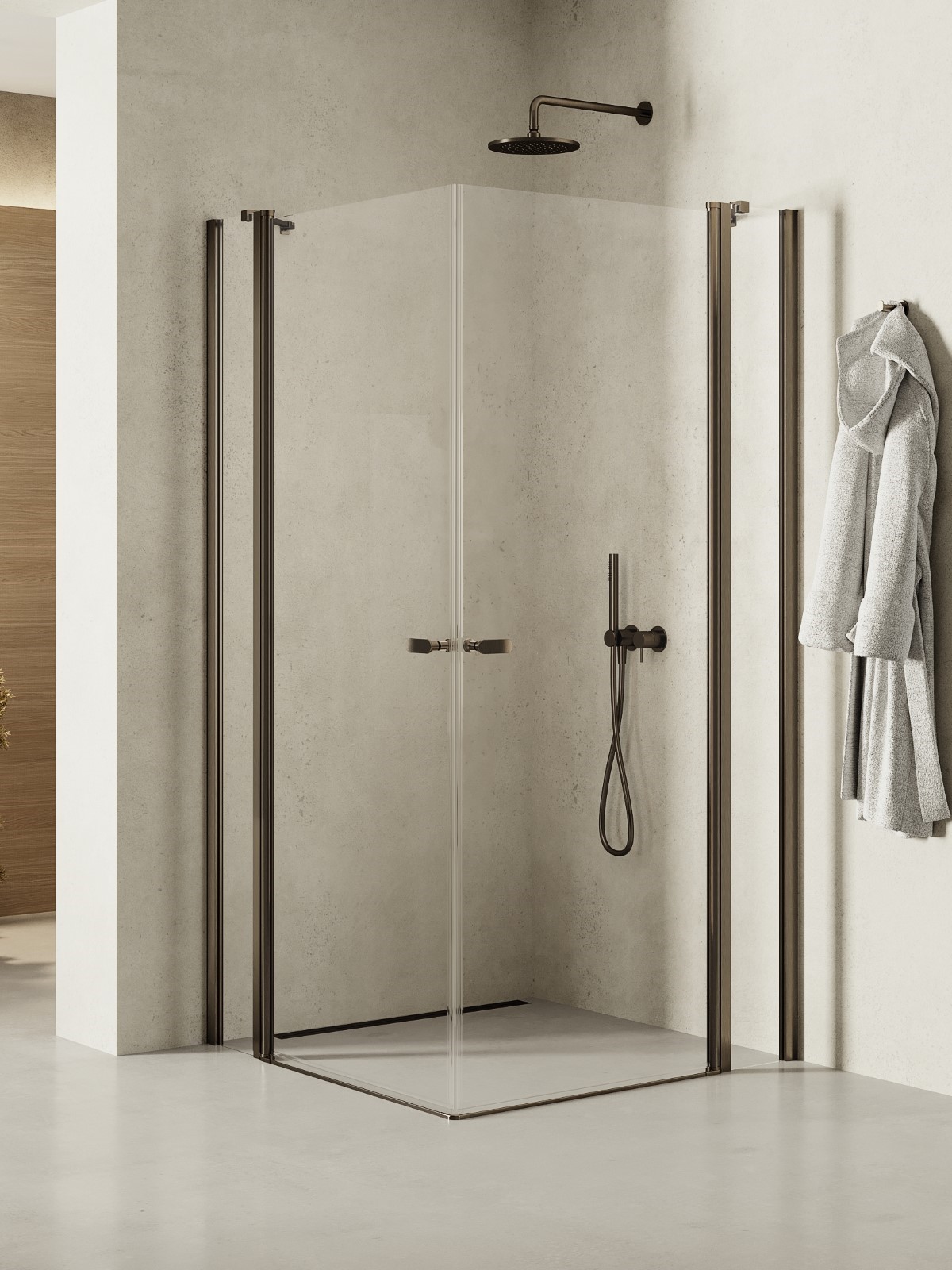 New Trendy New Soleo Gunmetal Brushed cabine de douche 120x110 cm rectangulaire graphite brossé/verre transparent K-2191