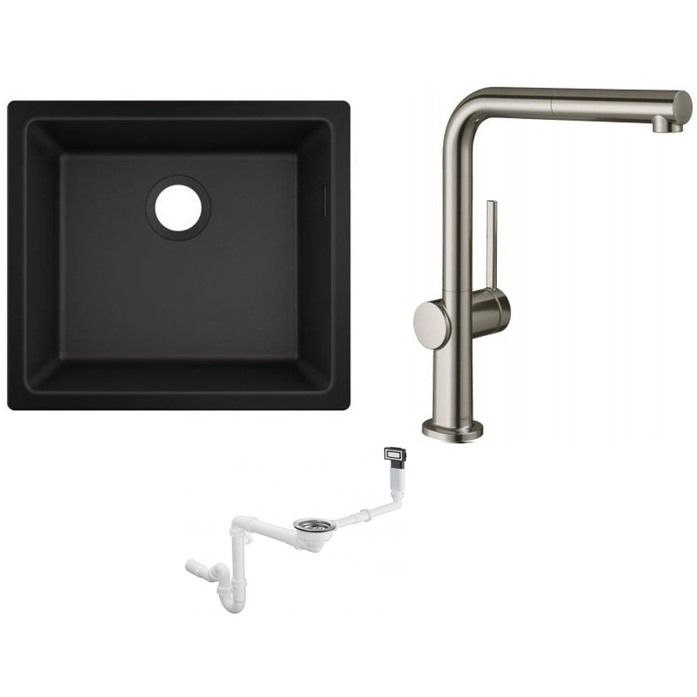Set mitigeur de cuisine Hansgrohe Talis M54 72809800, évier en granit Hansgrohe S 51 43431170, 43921800