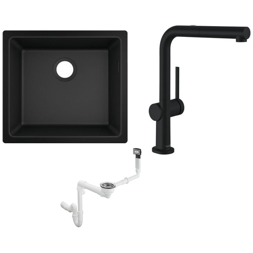 Set mitigeur de cuisine Hansgrohe Talis M54 72809670, évier en granit Hansgrohe S 51 43431170, 43927000