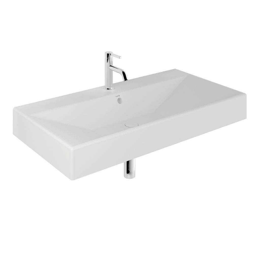 Kludi Resa lavabo avec bouchon 101x50 cm rectangulaire de meuble-à poser blanc 59WW10153
