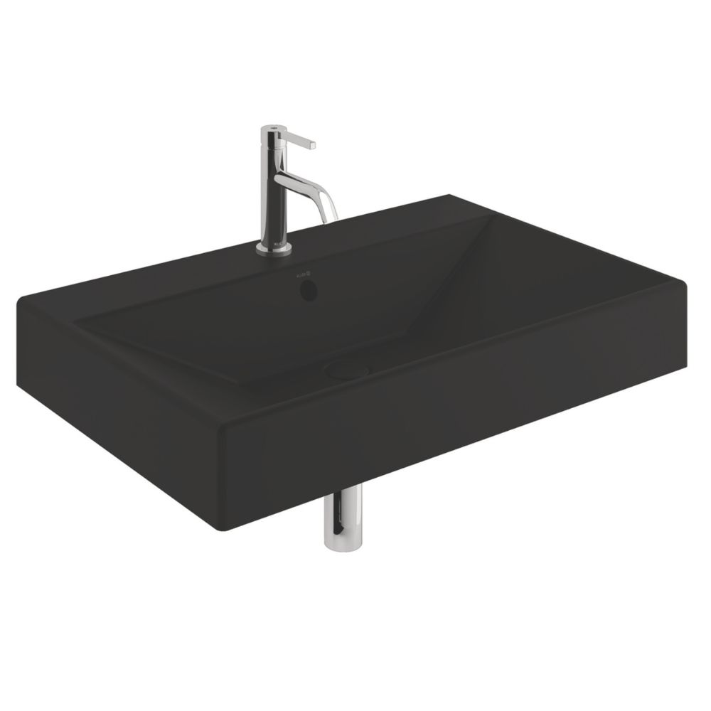 Kludi Resa lavabo avec bouchon 81x50 cm rectangulaire de meuble-à poser noir 59WW8139