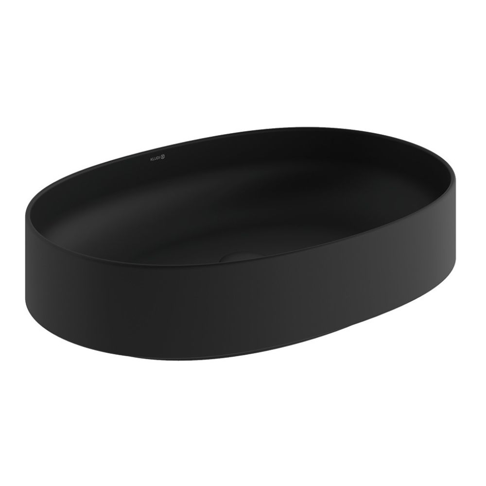 Kludi Resa O lavabo avec bouchon 60x40 cm ovale à poser noir 58CW2039