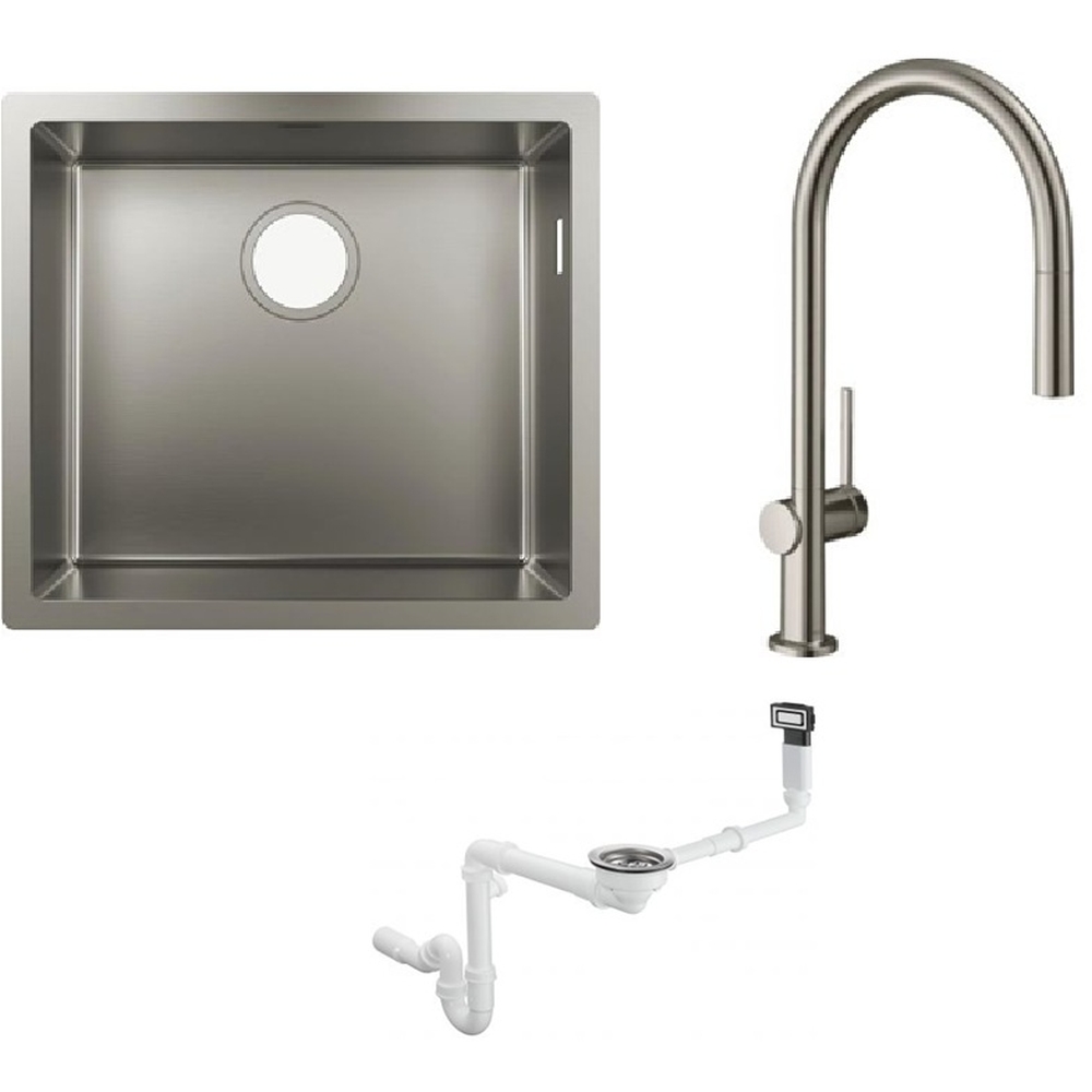 Set évier en acier inoxydable Hansgrohe S 71 43427800, mitigeur de cuisine Hansgrohe Talis M54 72803800, 43921800