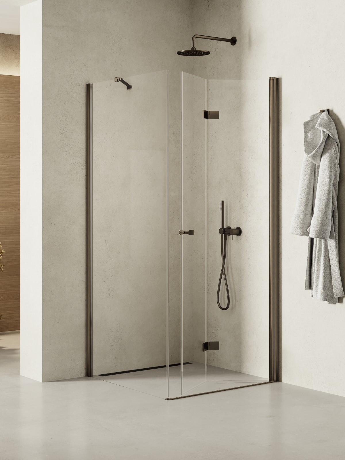 New Trendy New Soleo Gunmetal Brushed cabine de douche 80x70 cm rectangulaire graphite brossé/verre transparent K-2218