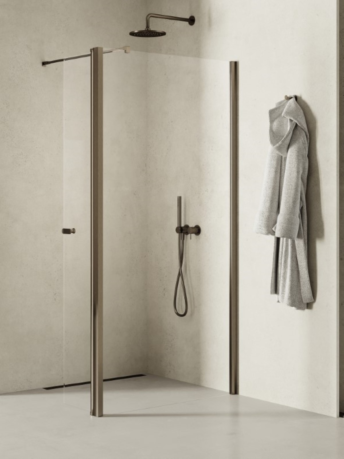 New Trendy New Soleo Gunmetal Brushed paroi de douche walk-in 90 cm graphite brossé/verre transparent K-2274